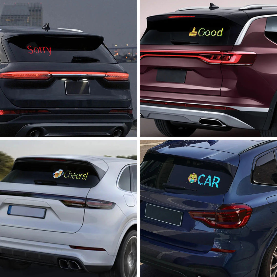 Led Rear Car Sign Flexible LED RGB Panel Car Rear Window Sign | Bluetooth Control | Cust ...