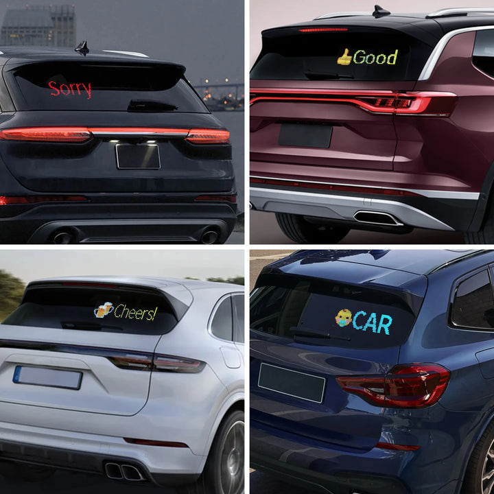 Flexible LED RGB Panel Car Rear Window Sign Flexible Display Screen Bluetooth Phone APP Control Custom Text Emoji for Car