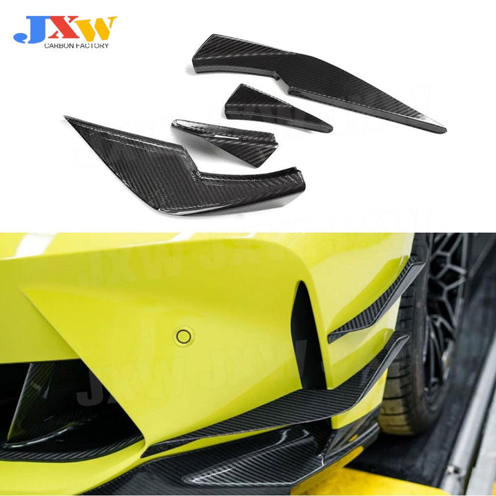 Dry Carbon Fiber Front Bumper Bodykit Side Fin Flaps