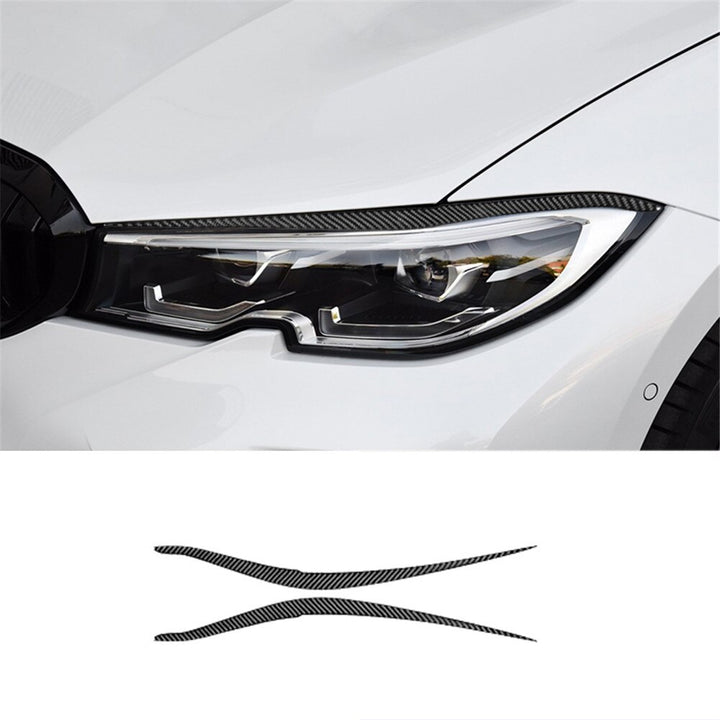 Carbon Fiber Headlight Eyelids Trim For BMW