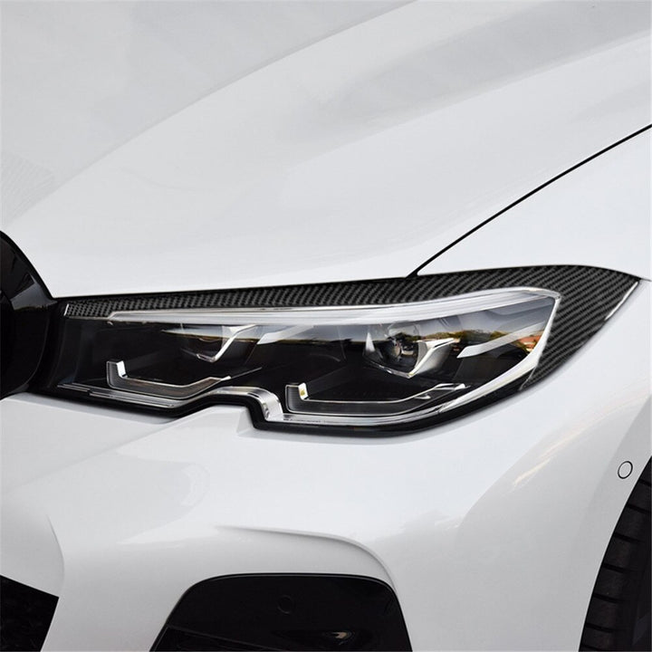 Carbon Fiber Headlight Eyelids Trim For BMW