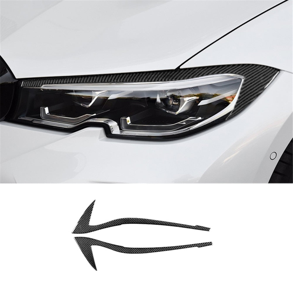 Carbon Fiber Headlight Eyelids Trim For BMW