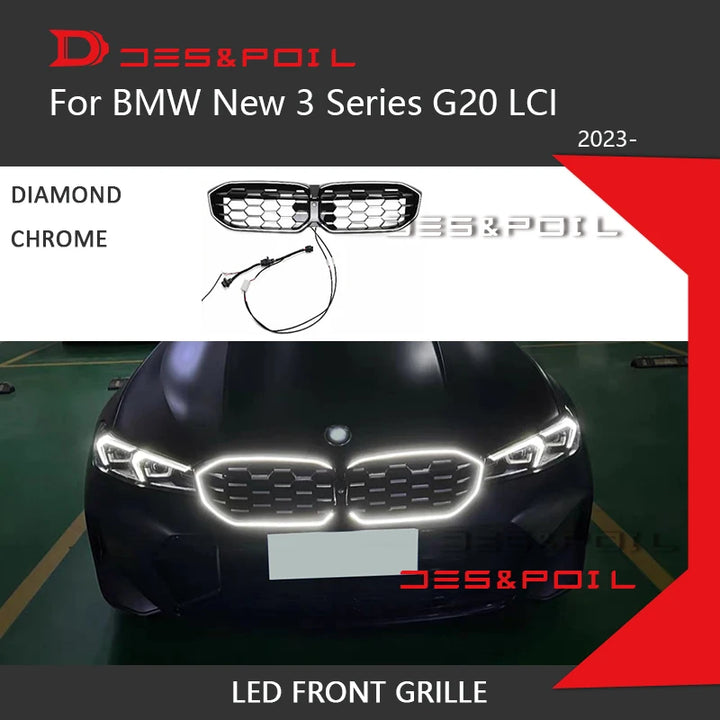 LED Light Grille For 2023 BMW New 3 Series G20 Kidney Grille LCI Front Diamond Grill Grid xDrive 330i M340i Sport