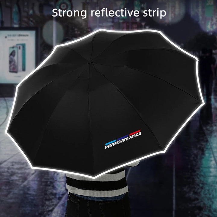 Automatic Umbrella with LED Reflective Strip Rain Wind Umbrella For BMW M Emblem