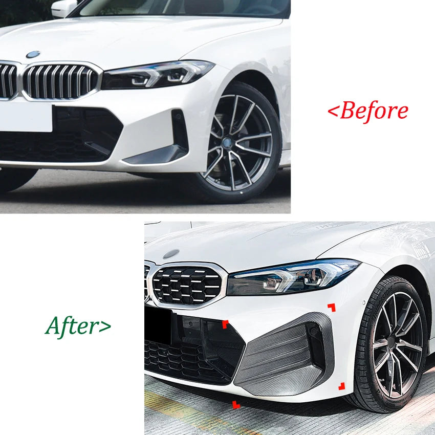 BMW 3 Series G20 G21 LCI M Sport 2023+ Front Grille Frame Corner Bumper Cover Fog Light  Air Intake Sticker Car Accessories