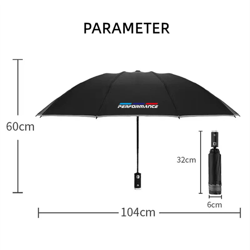 Automatic Umbrella with LED Reflective Strip Rain Wind Umbrella For BMW M Emblem