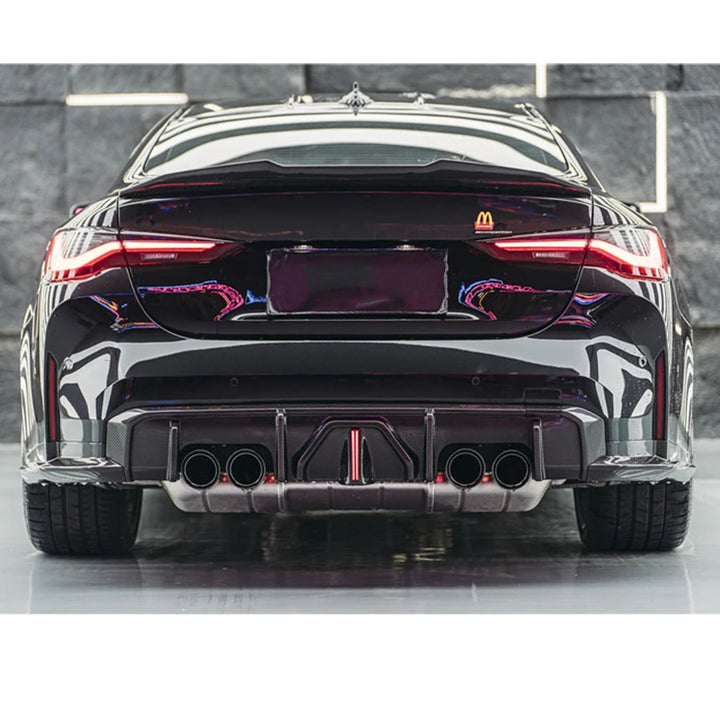 BMW M3 G80 M4 G82 G83 2021+ Dry Carbon Fiber Car Rear Bumper Diffuser Rear Splitters With lights Spoiler Back lip body kit