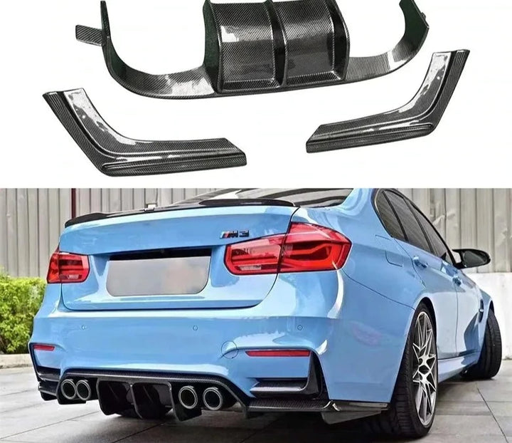 Carbon Fiber V Style Rear Bumper Diffuser For BMW M3 F80 M4 F82 F83 2014-2020 Rear Splitters